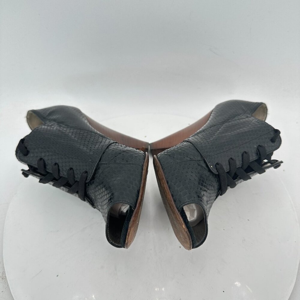 Dolce Gabbana Women Size EU 38.5 US 8.5 Black Snakeskin Leather Block High Heel - Picture 7 of 10